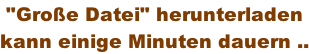 "Große Datei" herunterladen kann einige Minuten dauern ..